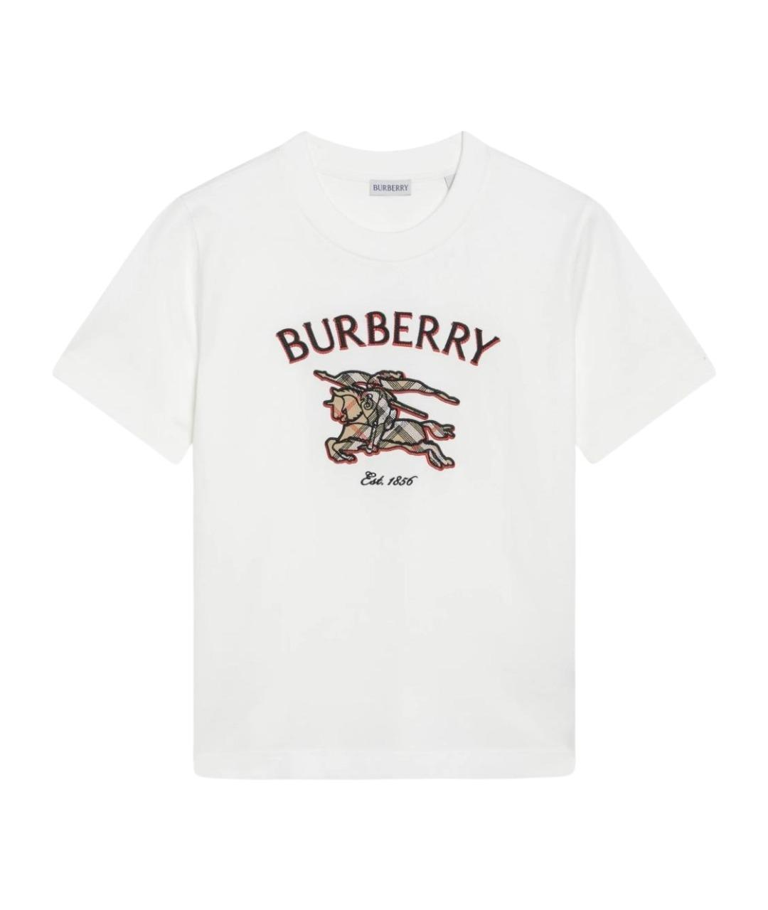 BURBERRY Белая хлопковая футболка, фото 1