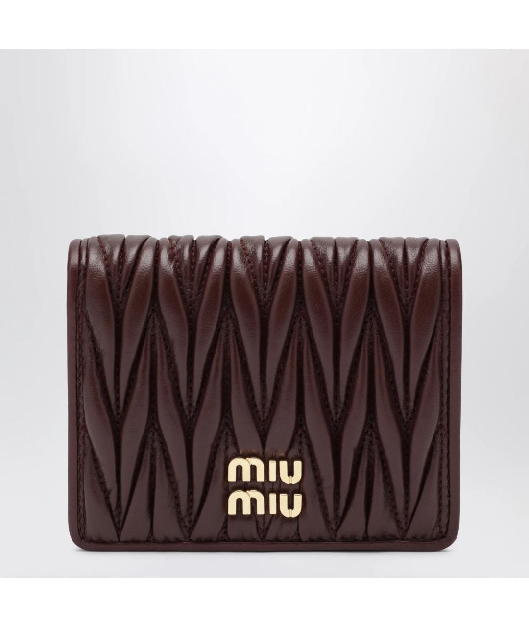 MIU MIU Бордовый кожаный кошелек, фото 3