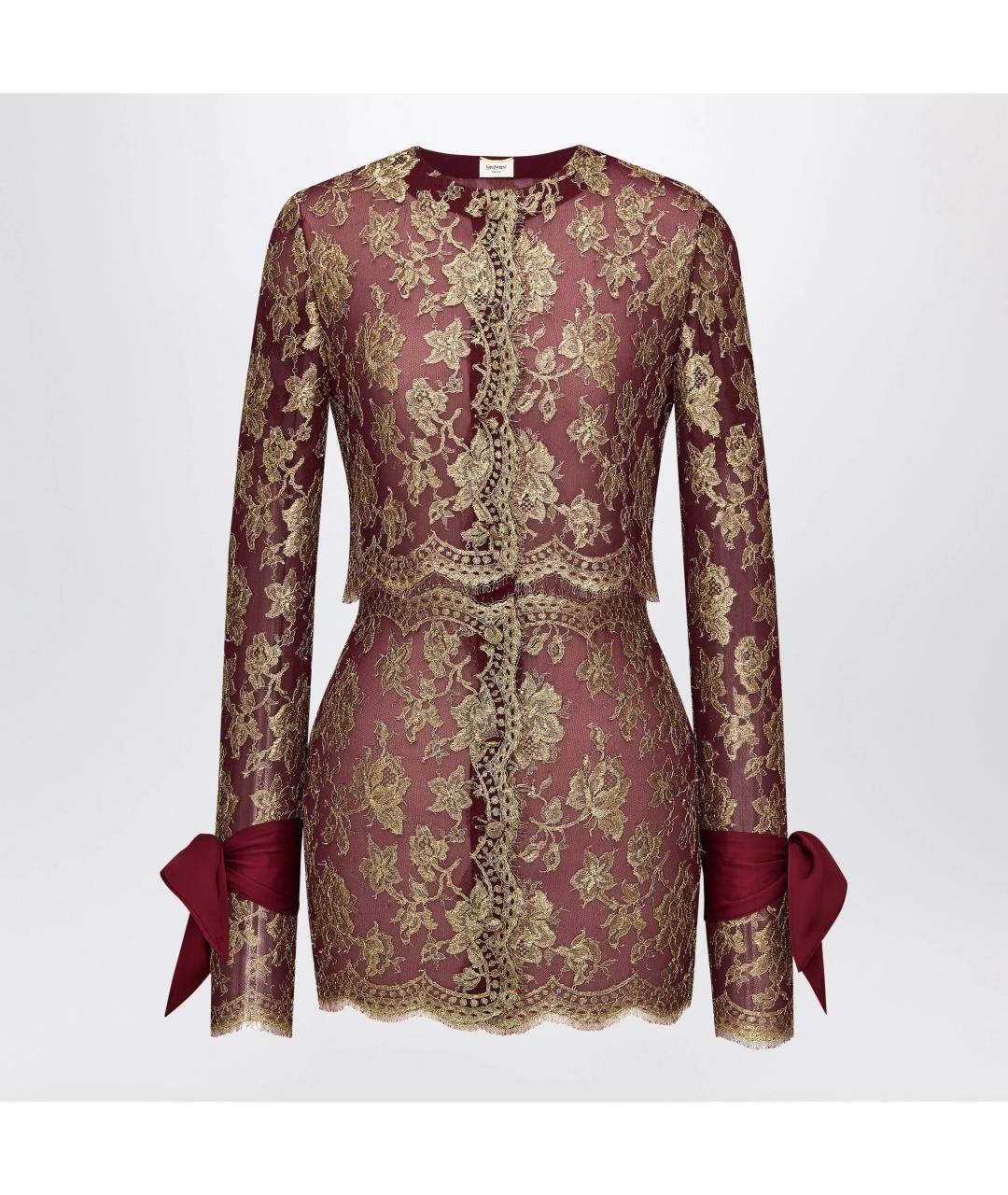 SAINT LAURENT Бордовое шелковое вечернее платье, фото 3