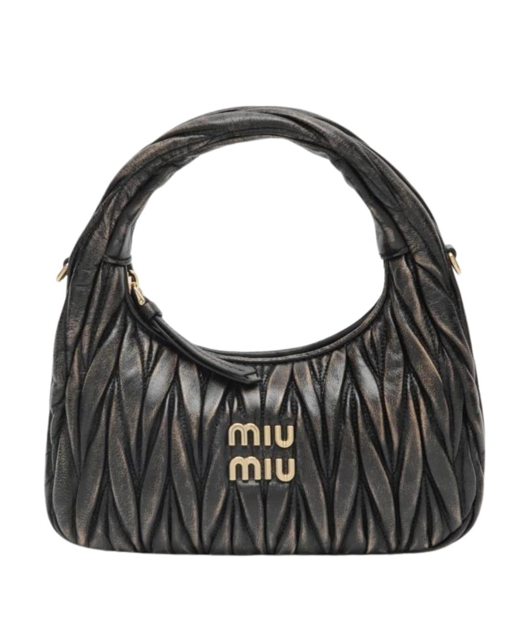 MIU MIU Коричневая кожаная сумка с короткими ручками, фото 1