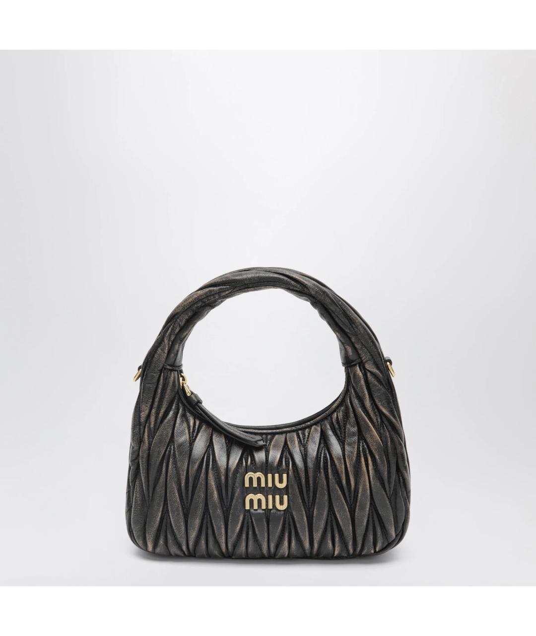 MIU MIU Коричневая кожаная сумка с короткими ручками, фото 3