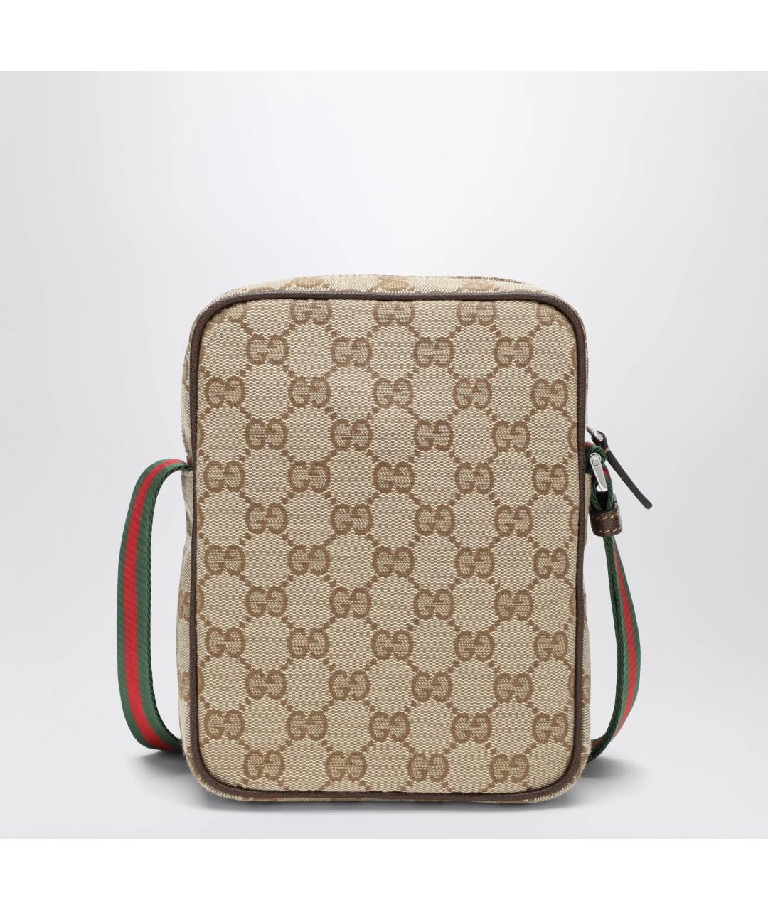 GUCCI Бежевая сумка на плечо из канвы, фото 2