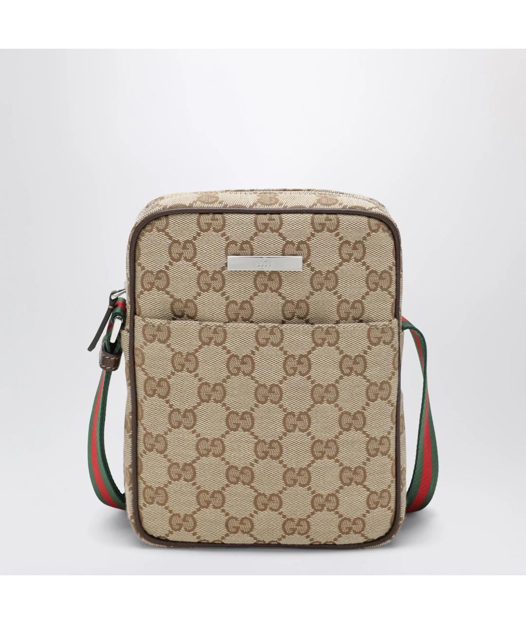 GUCCI Бежевая сумка на плечо из канвы, фото 3