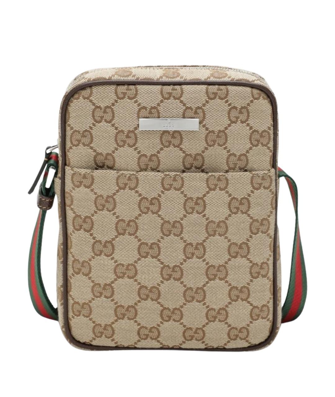 GUCCI Бежевая сумка на плечо из канвы, фото 1