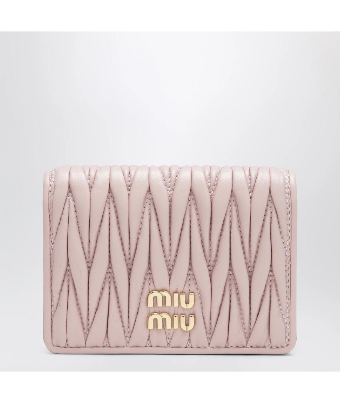 MIU MIU Розовый кожаный кошелек, фото 3