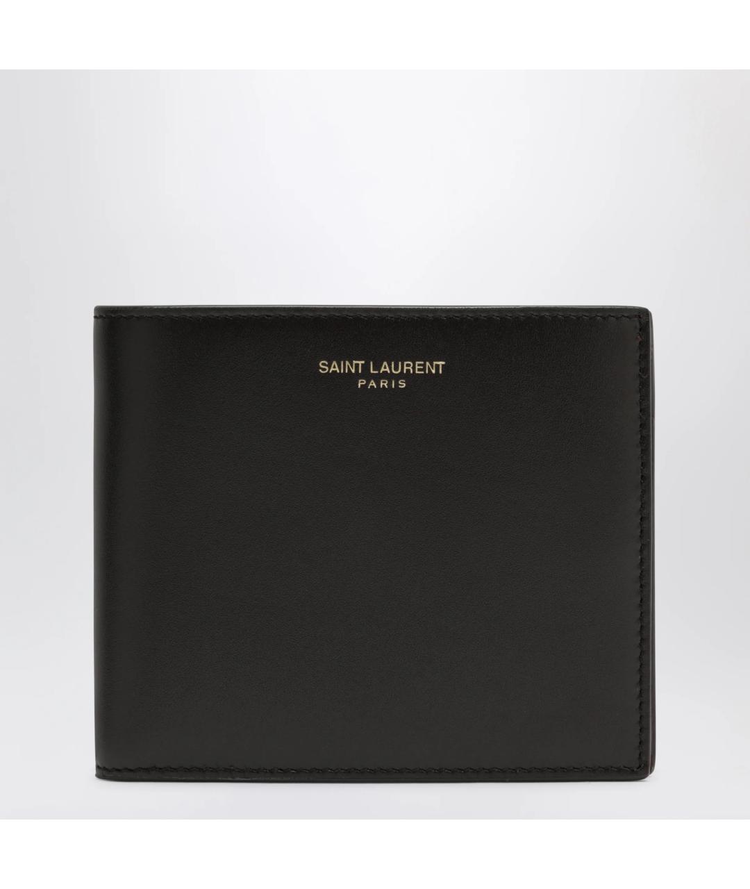 SAINT LAURENT Черный кожаный кошелек, фото 3