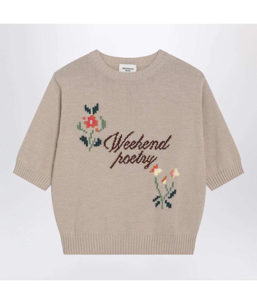 WEEKEND MAX MARA Бежевый хлопковый джемпер / свитер, фото 3