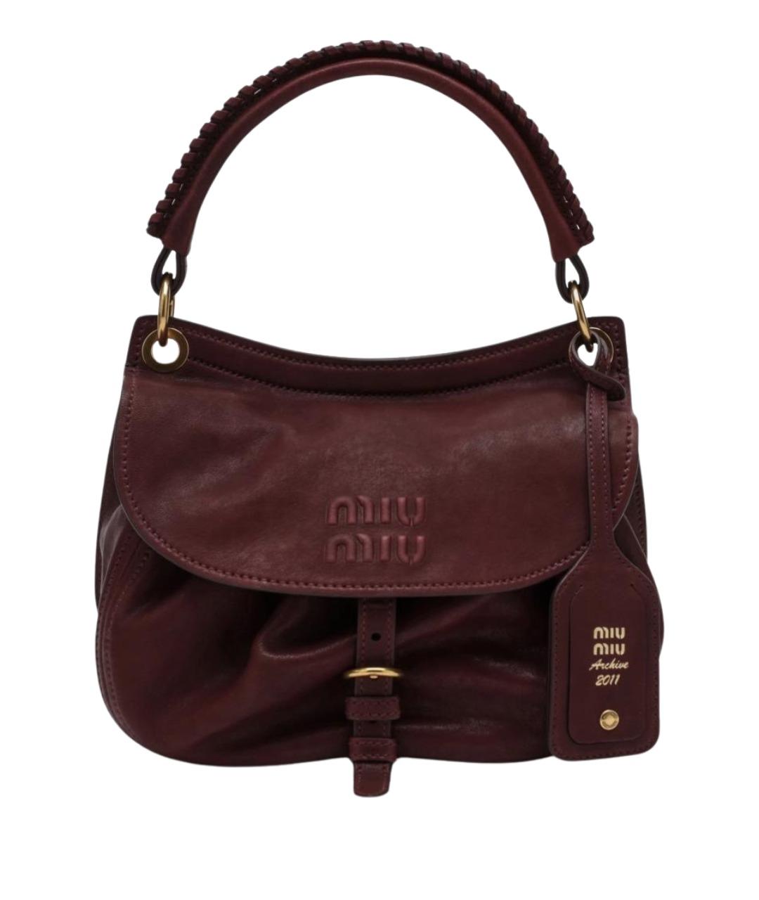 MIU MIU Бордовая кожаная сумка через плечо, фото 1