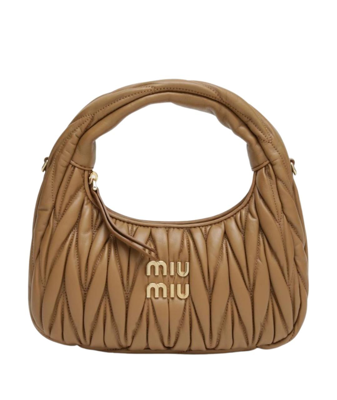 MIU MIU Коричневая кожаная сумка с короткими ручками, фото 1