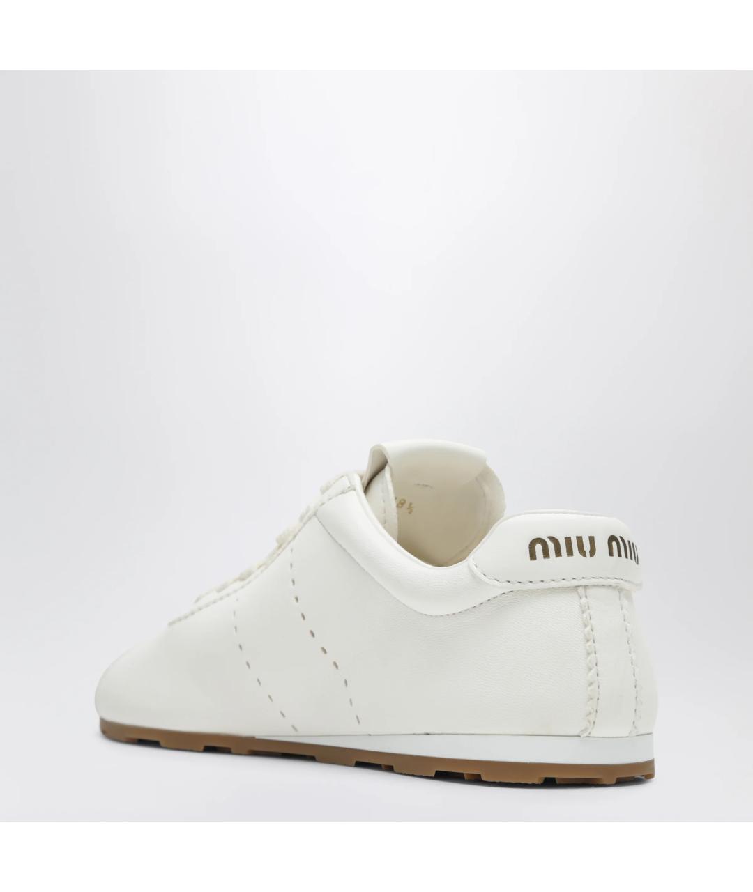 MIU MIU Белые кожаные кроссовки, фото 2