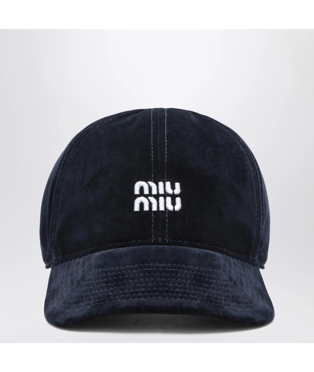 MIU MIU Темно-синяя хлопковая кепка, фото 3