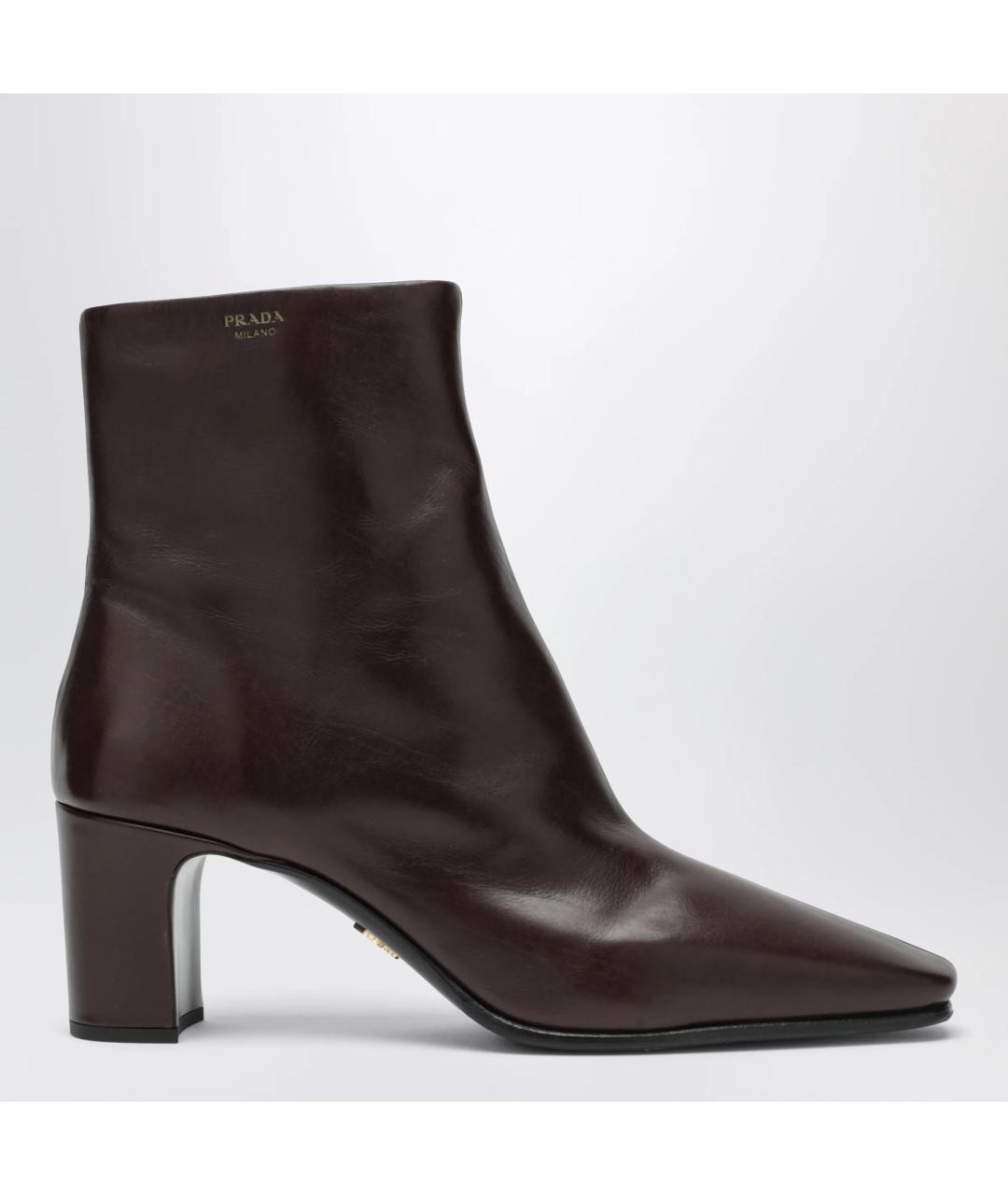 PRADA Коричневые кожаные ботильоны, фото 3