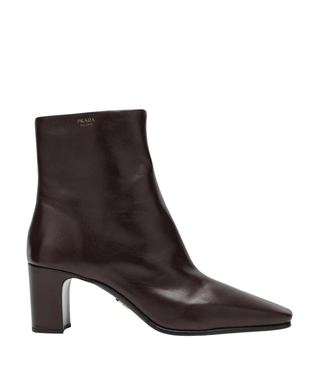PRADA Коричневые кожаные ботильоны, фото 1
