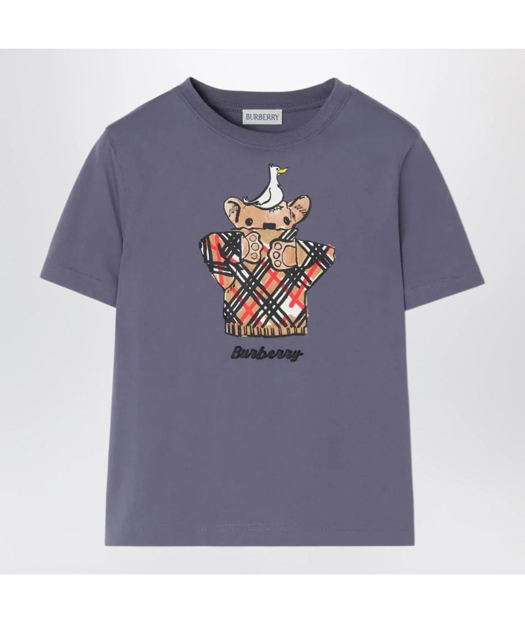BURBERRY Синяя хлопковая детская футболка, фото 3