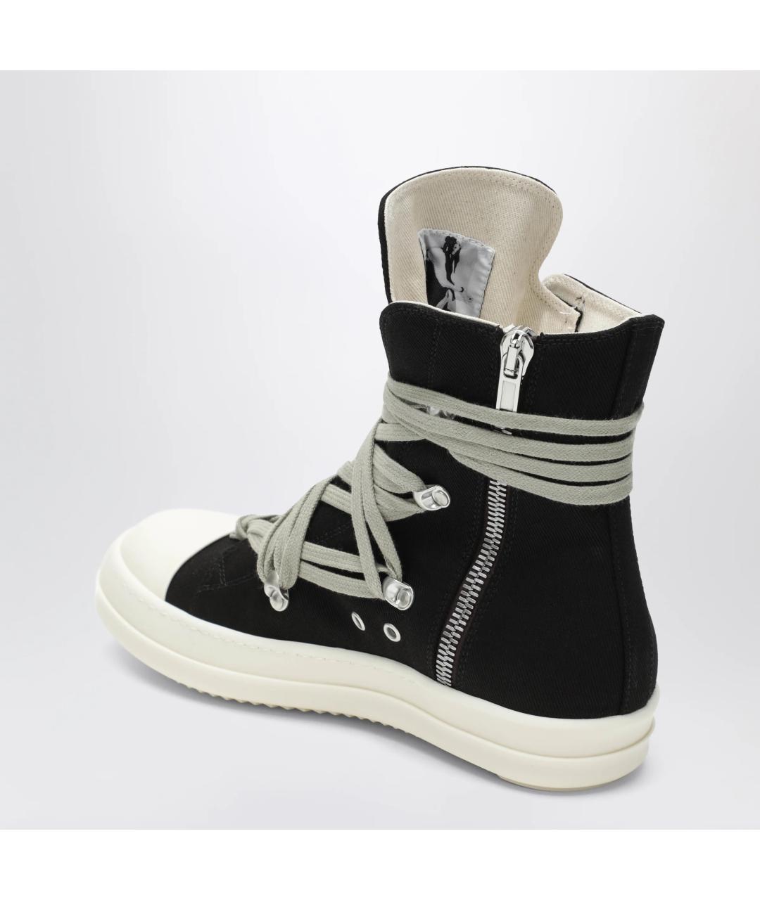RICK OWENS DRKSHDW Черные текстильные высокие кроссовки / кеды, фото 2
