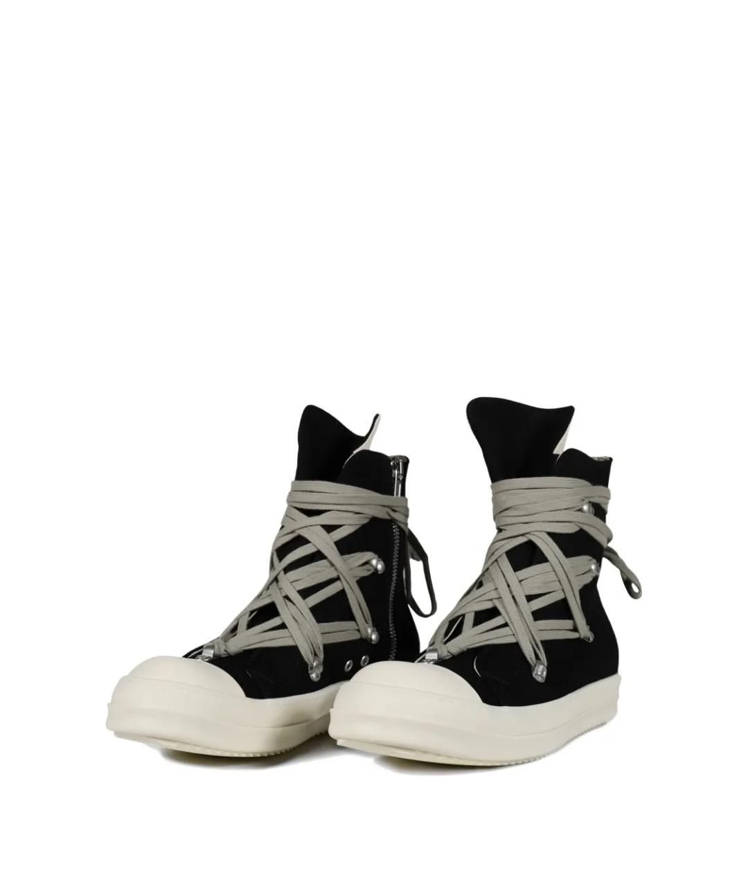 RICK OWENS DRKSHDW Черные текстильные высокие кроссовки / кеды, фото 3