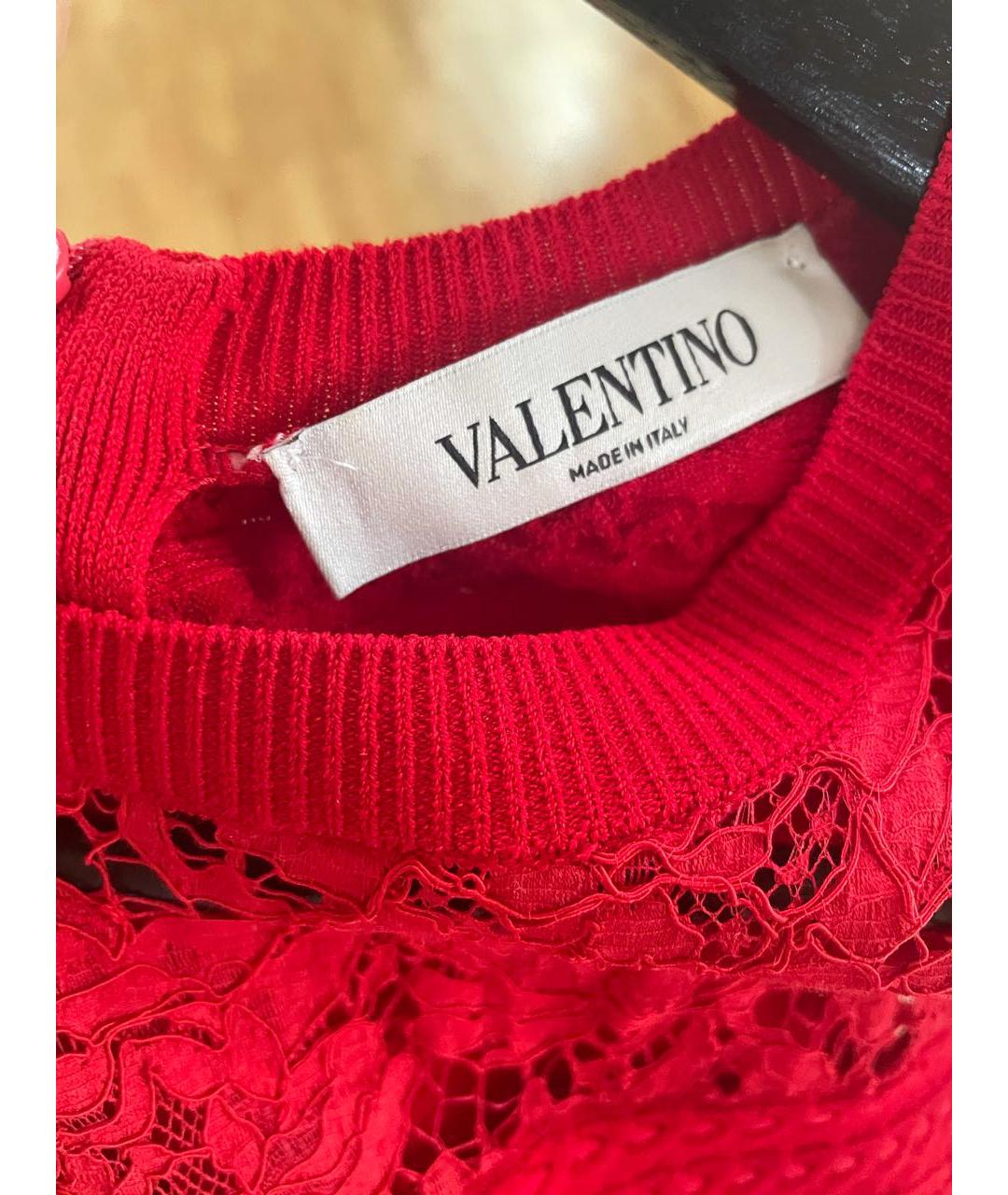 VALENTINO Красное кружевное коктейльное платье, фото 3