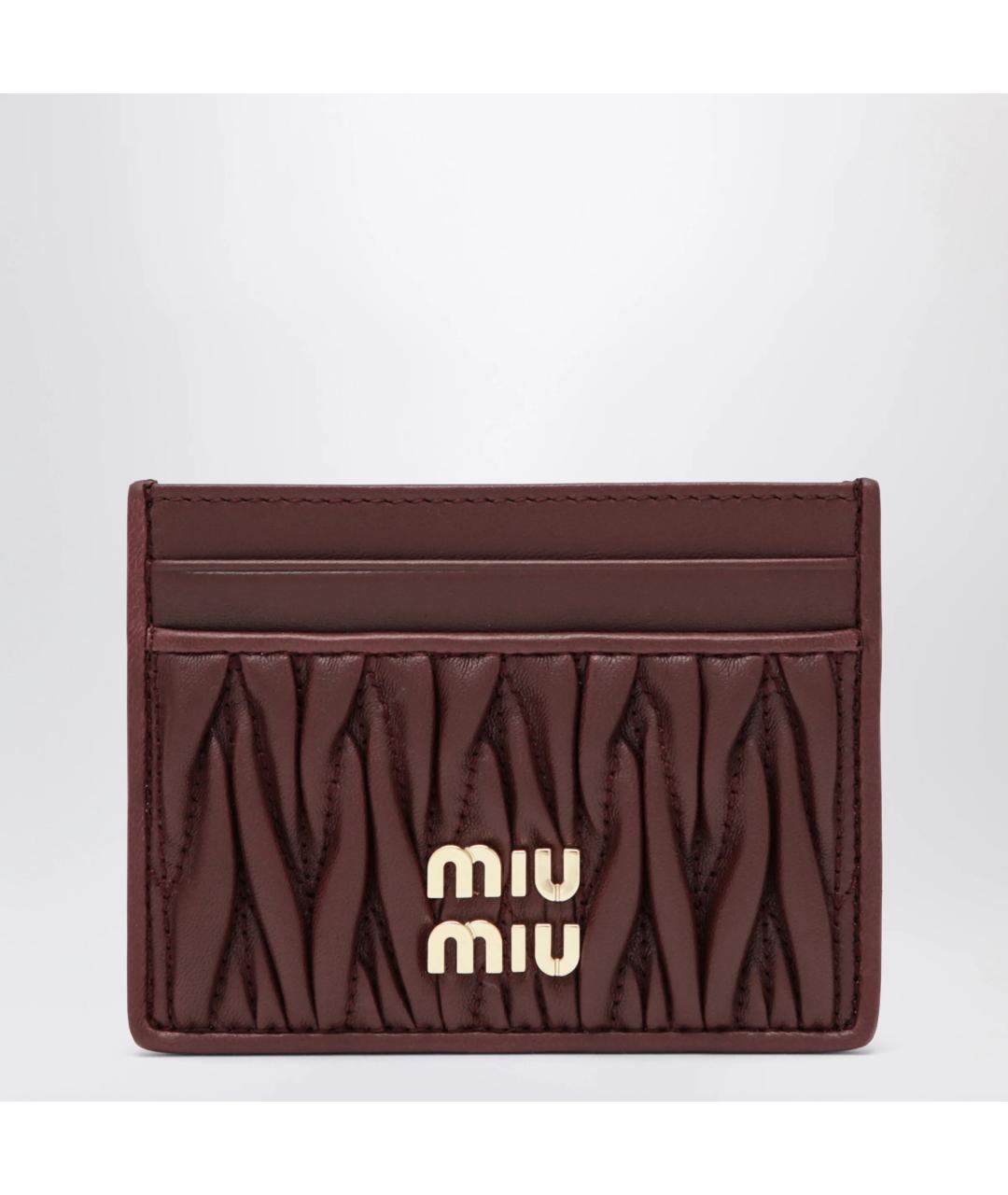 MIU MIU Бордовый кожаный кардхолдер, фото 3