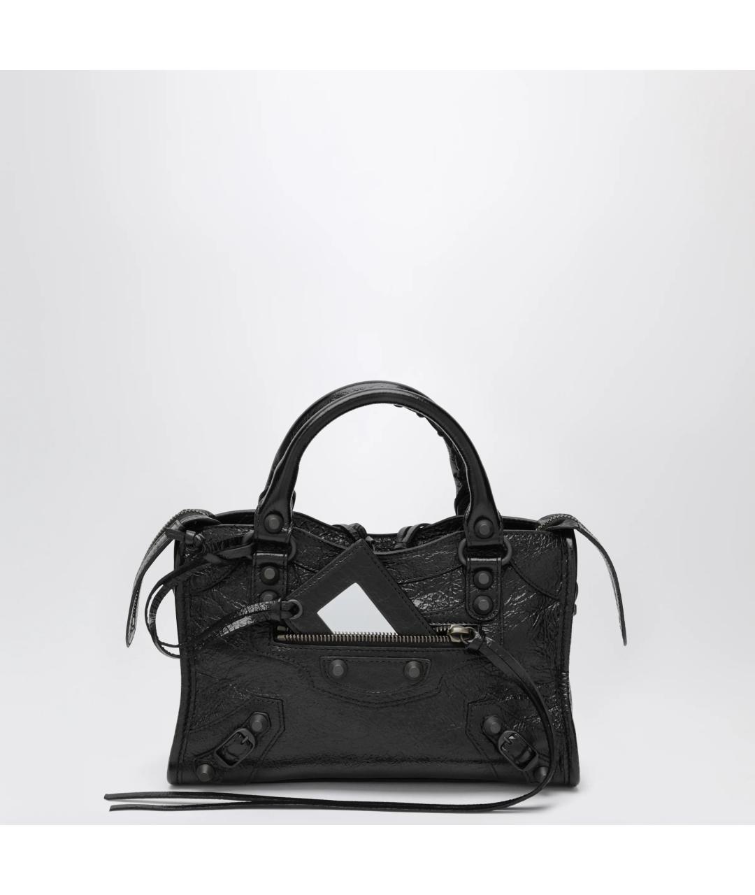 BALENCIAGA Черная кожаная сумка тоут, фото 3