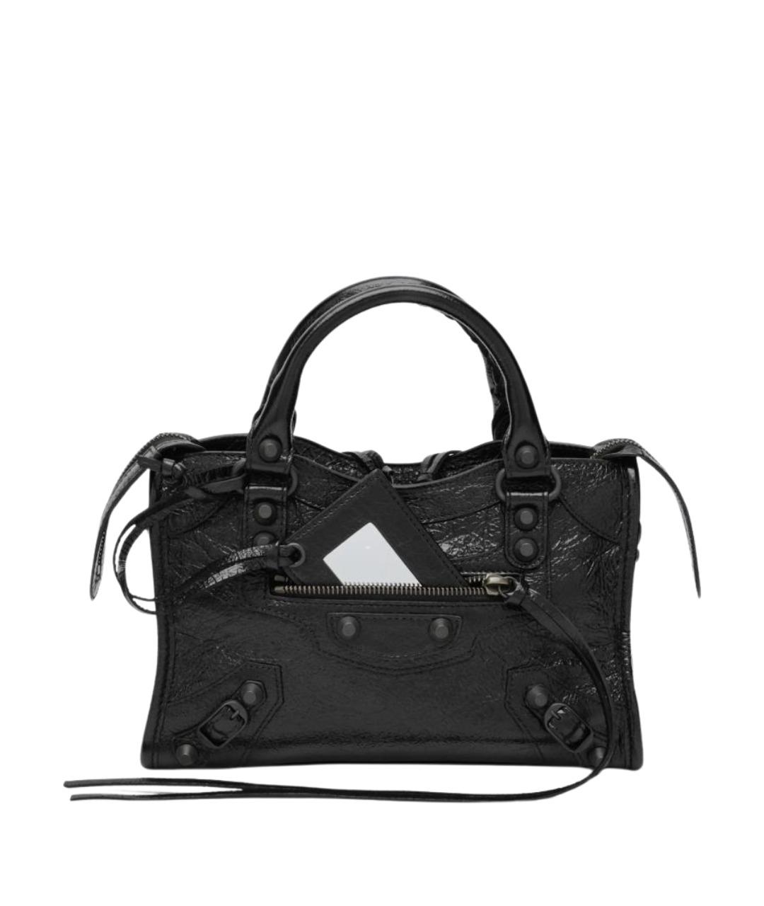 BALENCIAGA Черная кожаная сумка тоут, фото 1