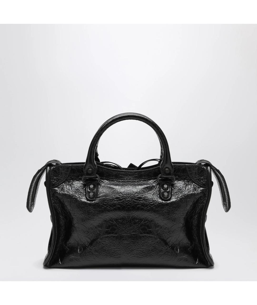 BALENCIAGA Черная кожаная сумка тоут, фото 2