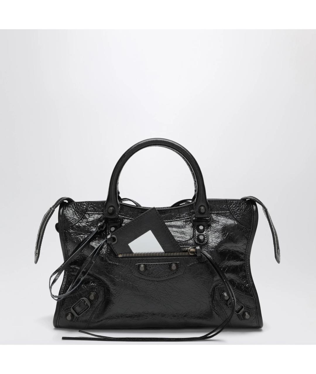 BALENCIAGA Черная кожаная сумка тоут, фото 3