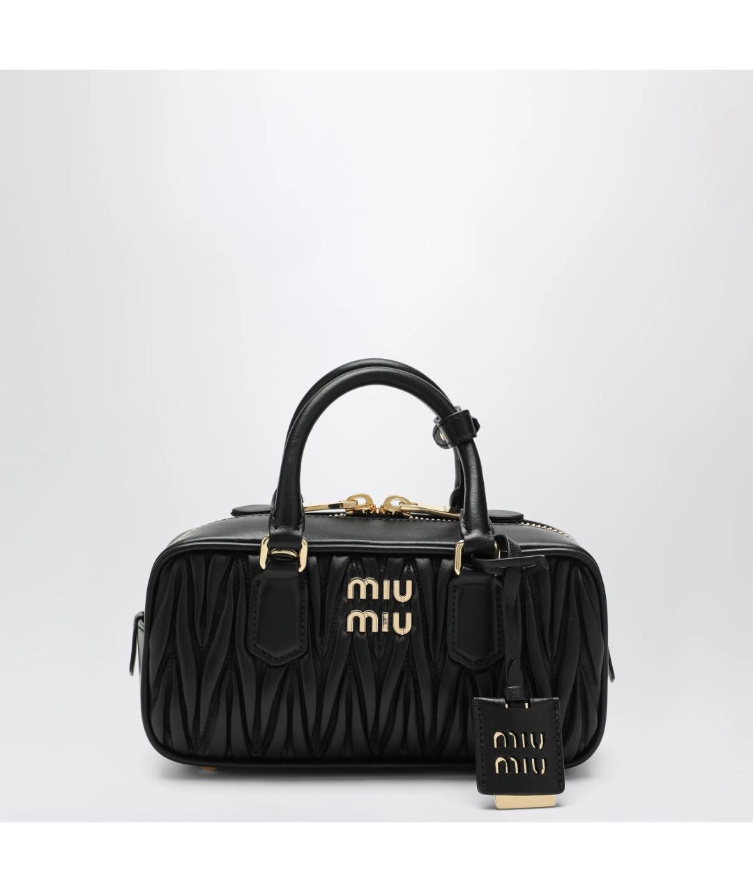 MIU MIU Черная кожаная сумка с короткими ручками, фото 3
