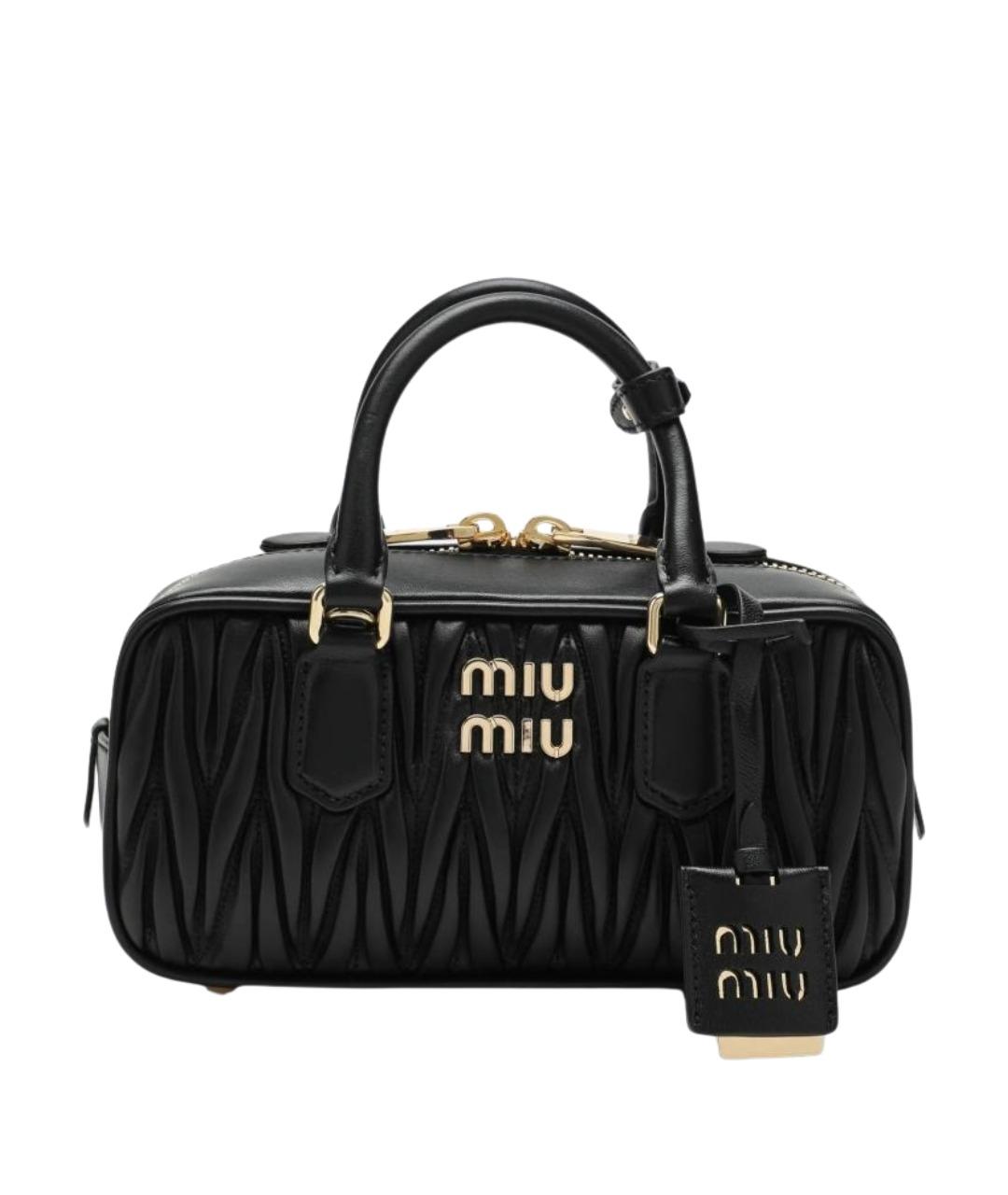 MIU MIU Черная кожаная сумка с короткими ручками, фото 1
