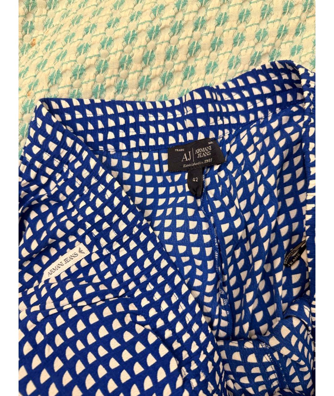 ARMANI JEANS Синие вискозные прямые брюки, фото 4