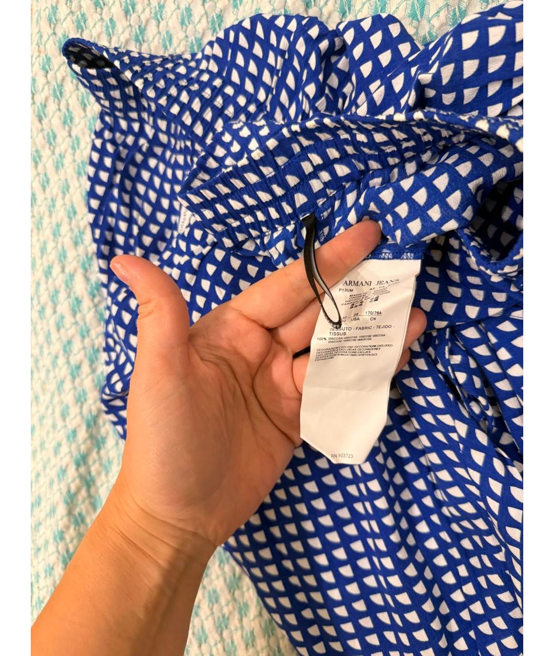 ARMANI JEANS Синие вискозные прямые брюки, фото 3