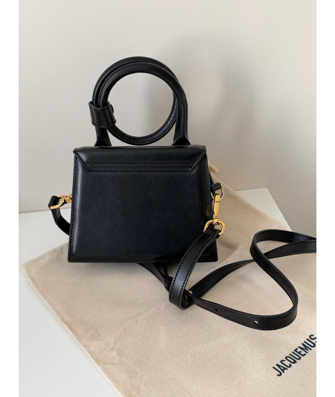 JACQUEMUS Черная кожаная сумка через плечо, фото 3