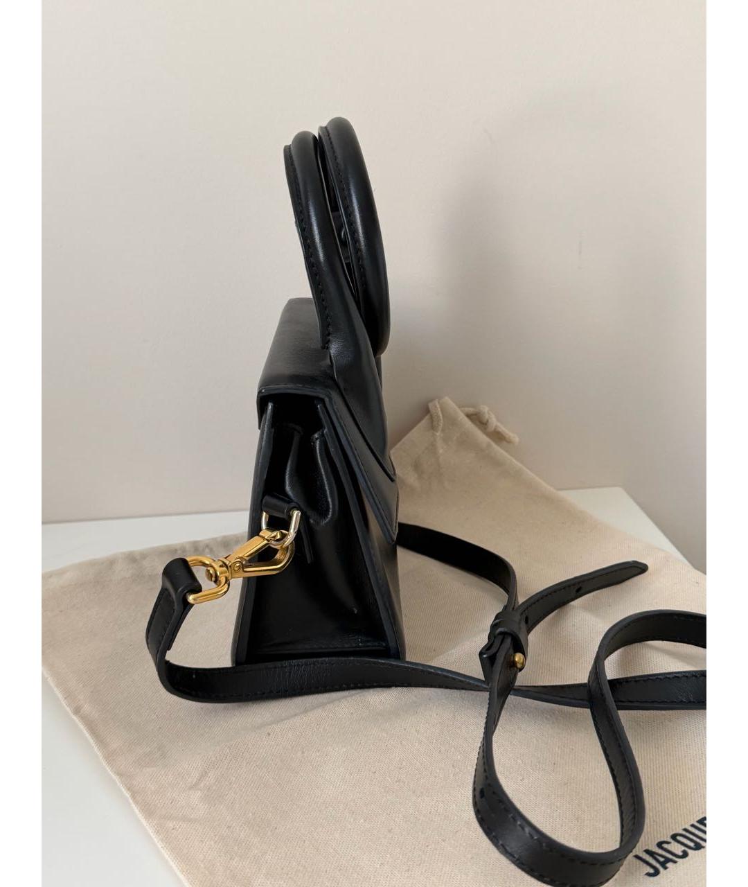 JACQUEMUS Черная кожаная сумка через плечо, фото 2
