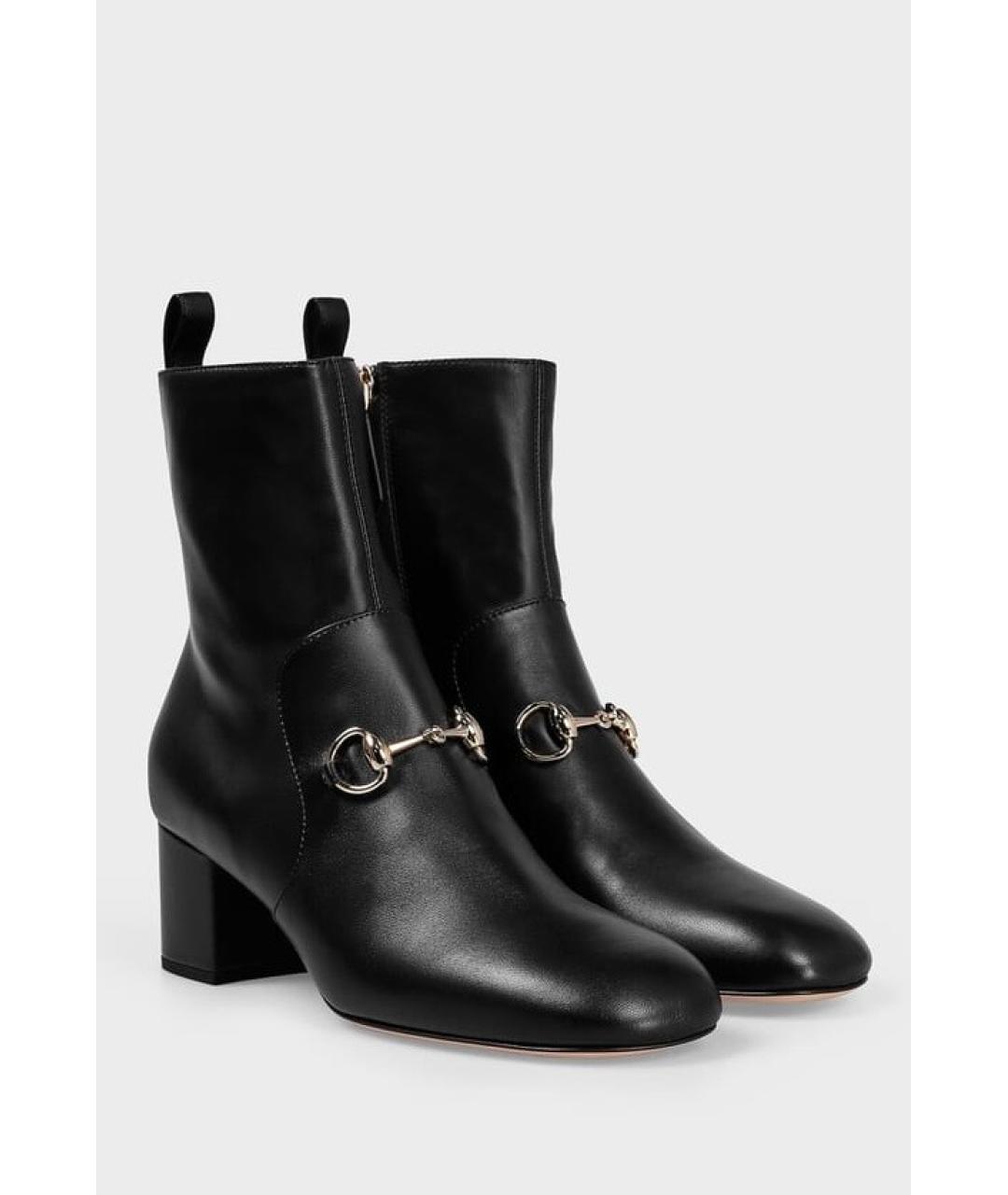 GUCCI Черные кожаные ботильоны, фото 2