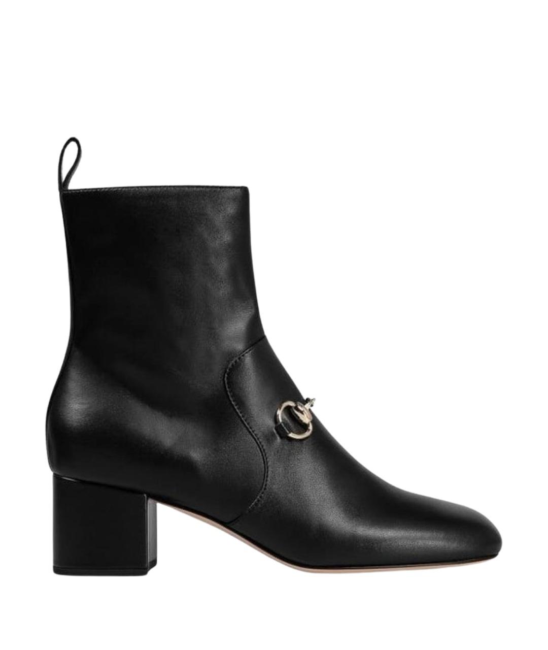 GUCCI Черные кожаные ботильоны, фото 1