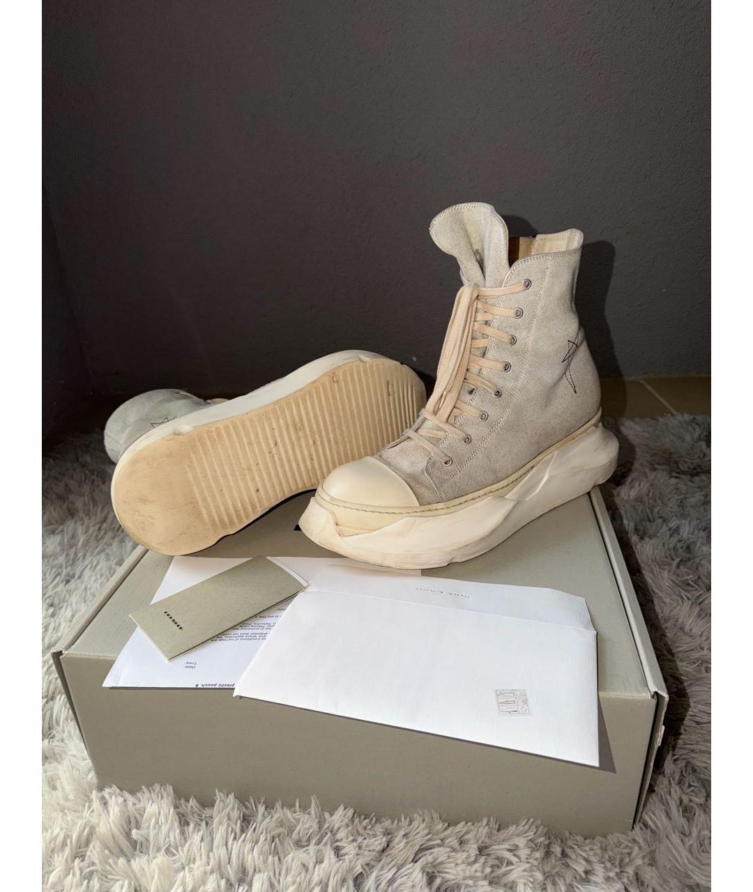 RICK OWENS DRKSHDW Бежевые высокие кроссовки / кеды, фото 3