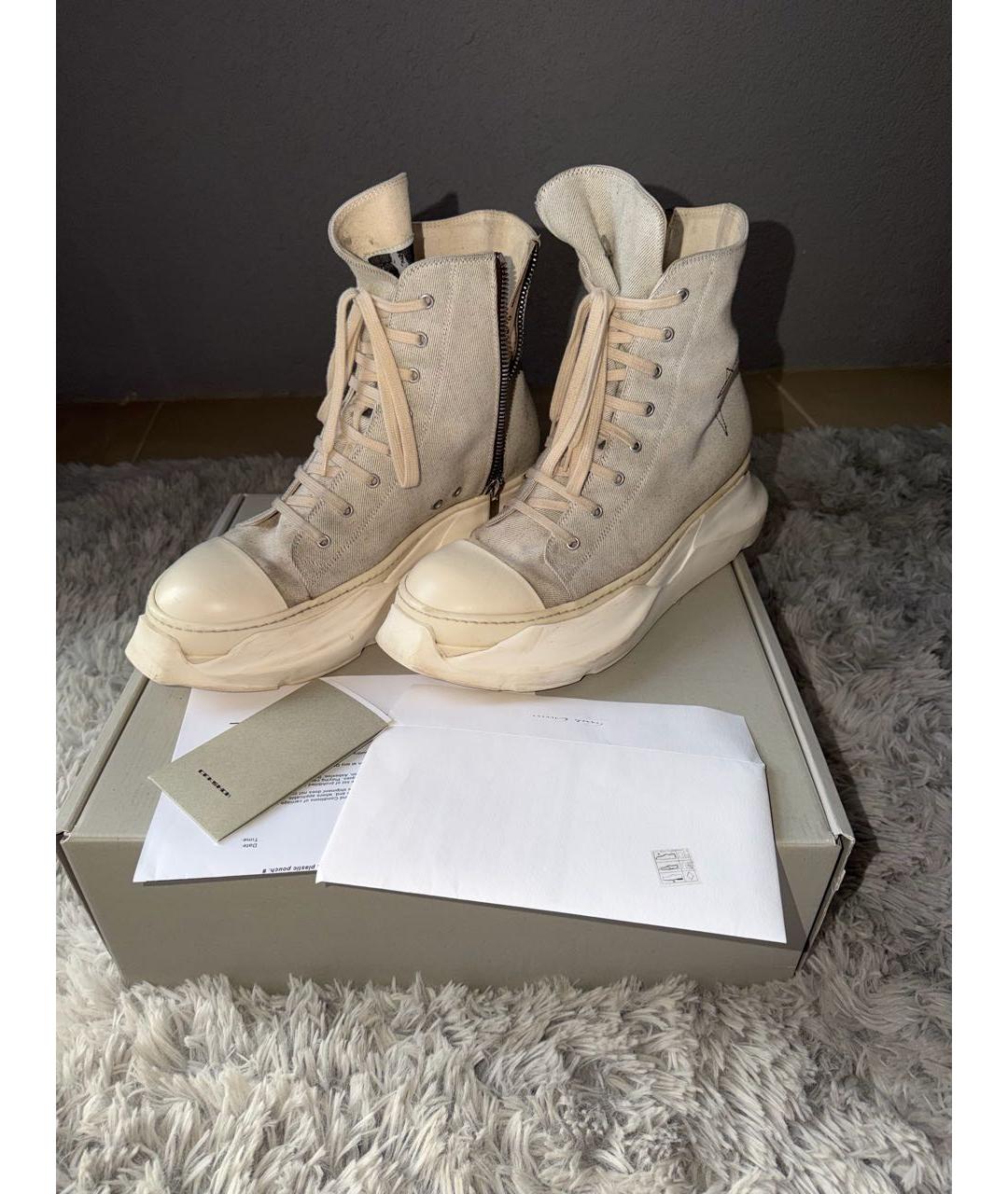 RICK OWENS DRKSHDW Бежевые высокие кроссовки / кеды, фото 2