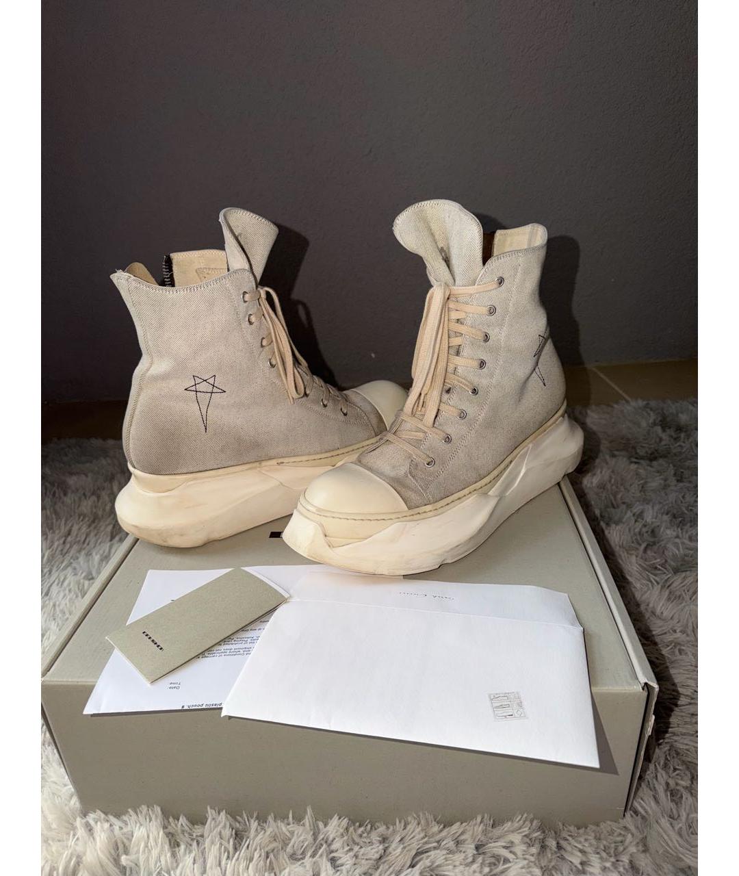 RICK OWENS DRKSHDW Бежевые высокие кроссовки / кеды, фото 5