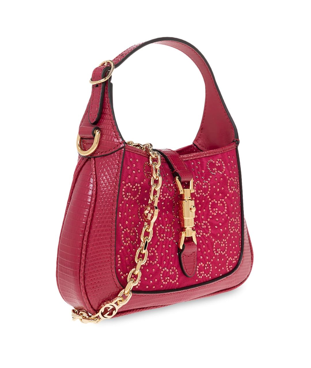 GUCCI Розовая тканевая сумка с короткими ручками, фото 3