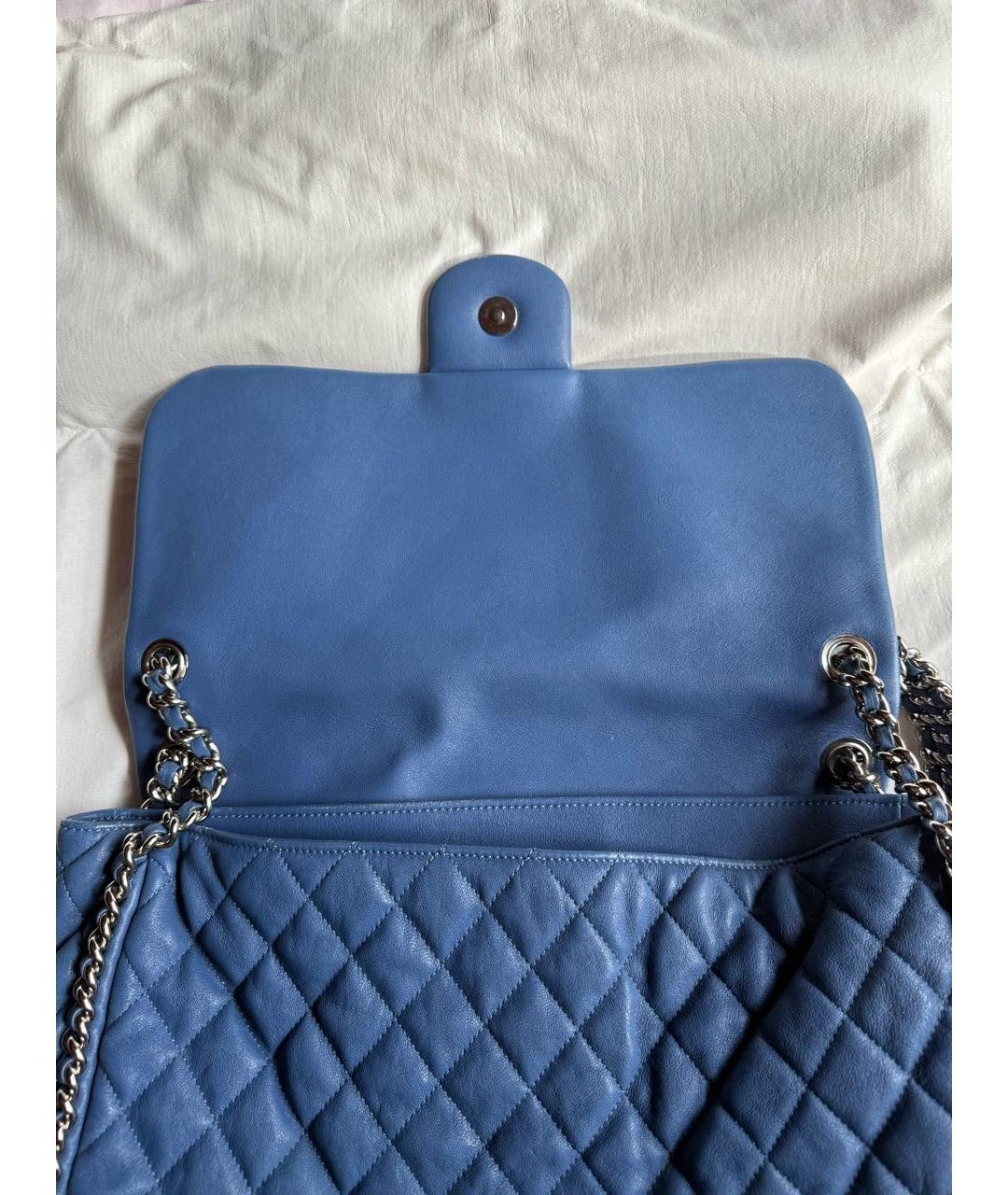 CHANEL Голубая кожаная сумка с короткими ручками, фото 4