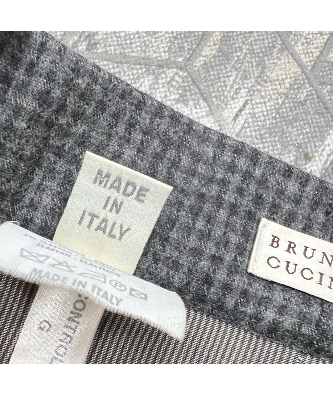 BRUNELLO CUCINELLI Серая шерстяная юбка мини, фото 3