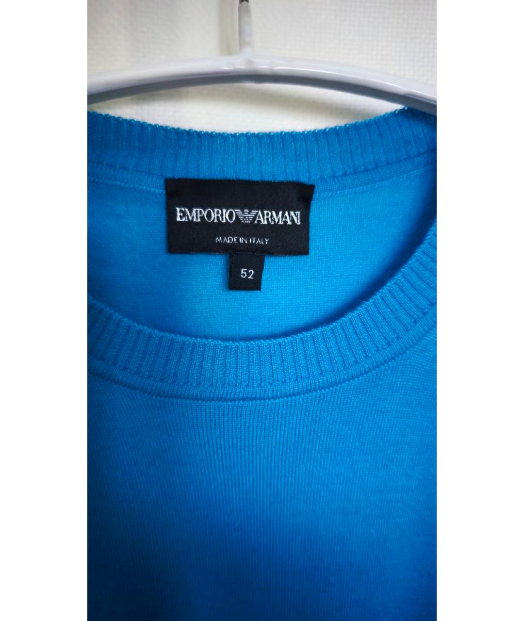 EMPORIO ARMANI Бирюзовый шерстяной джемпер / свитер, фото 3