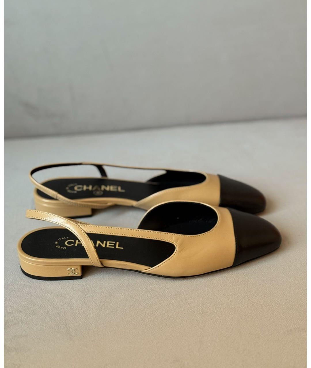 CHANEL Бежевые кожаные балетки, фото 9