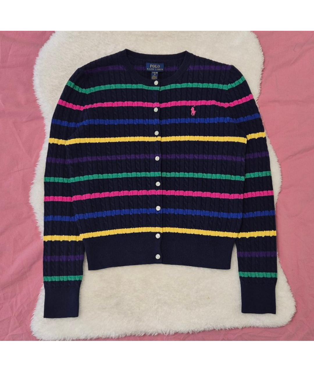 POLO RALPH LAUREN Темно-синий хлопковый кардиган, фото 10