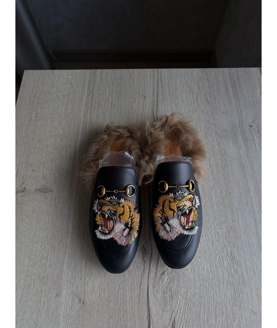 GUCCI Черные кожаные мюли, фото 2