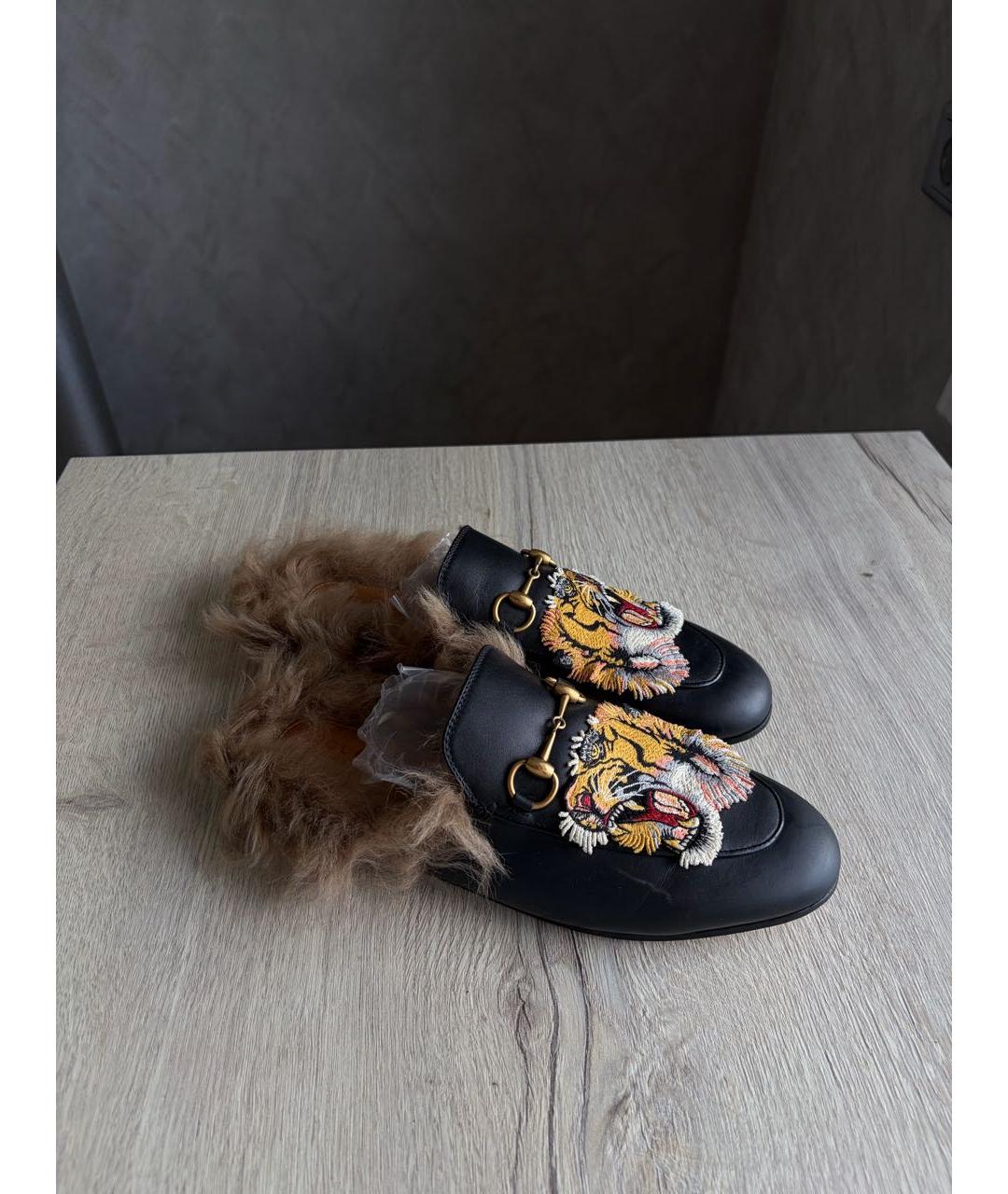 GUCCI Черные кожаные мюли, фото 4