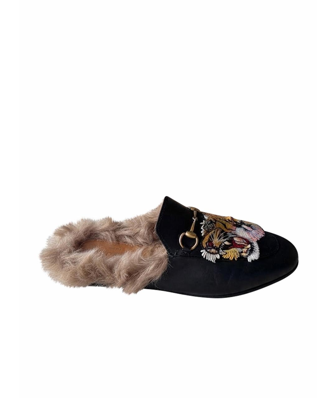 GUCCI Черные кожаные мюли, фото 1
