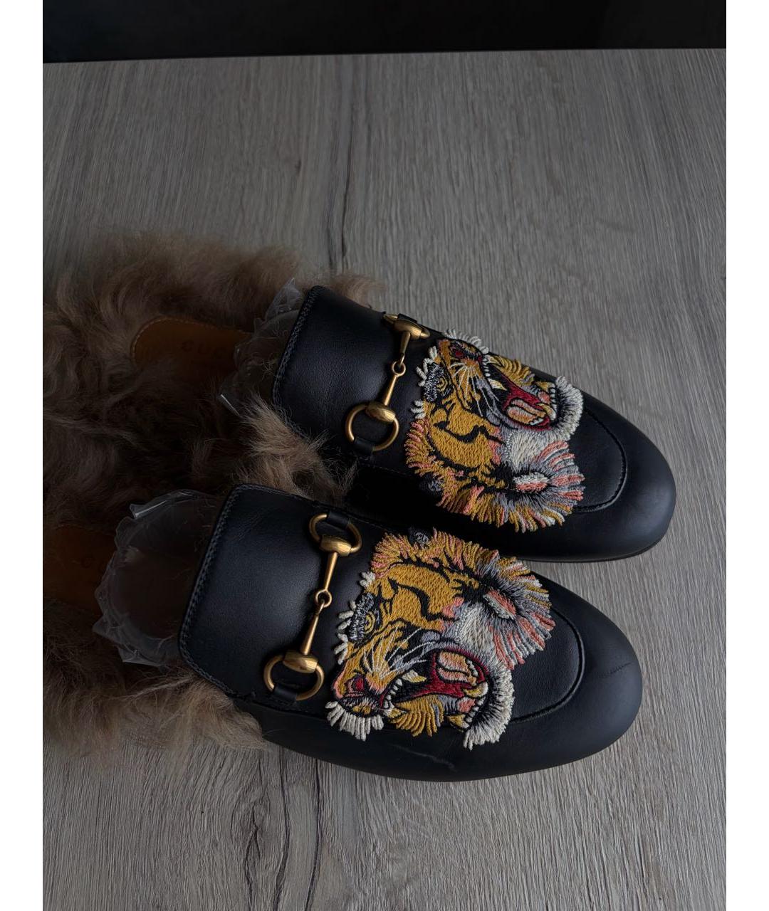 GUCCI Черные кожаные мюли, фото 3