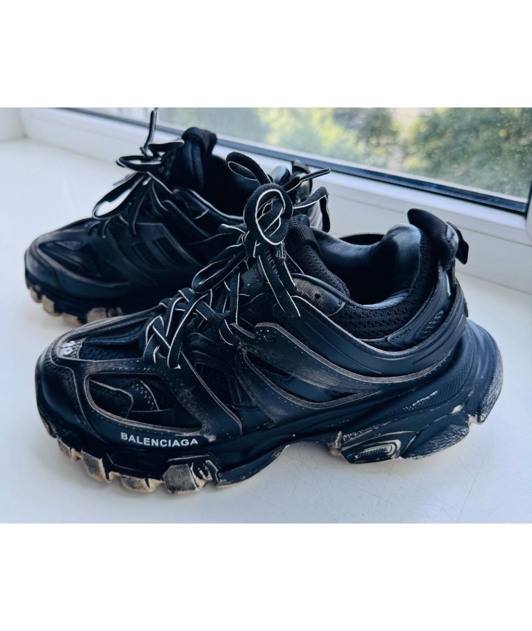 BALENCIAGA Черные кожаные кроссовки, фото 6