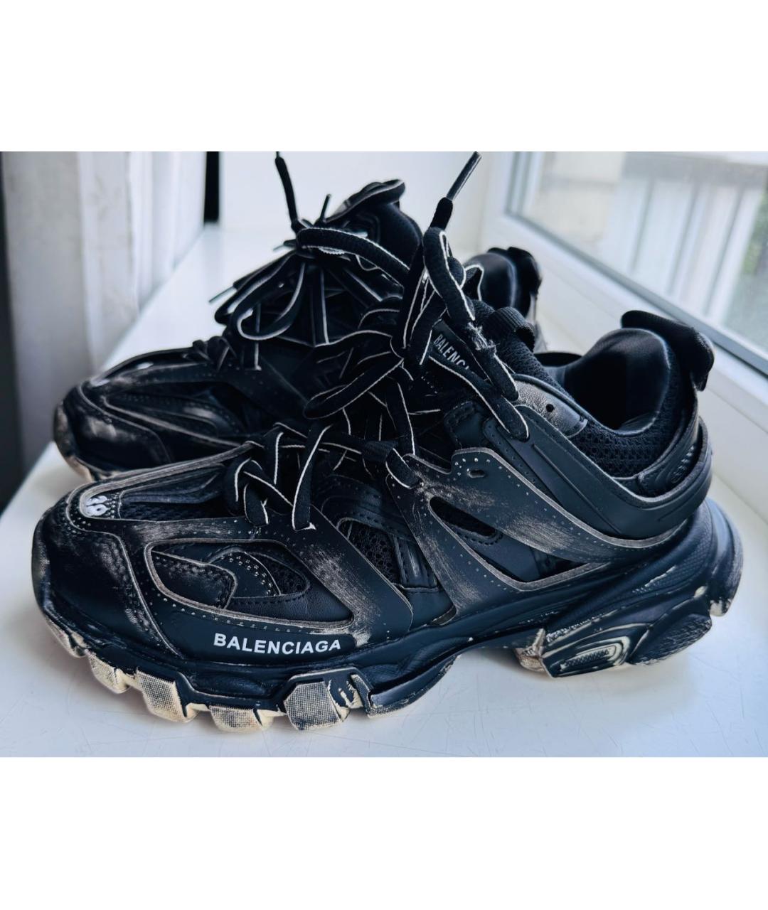 BALENCIAGA Черные кожаные кроссовки, фото 4