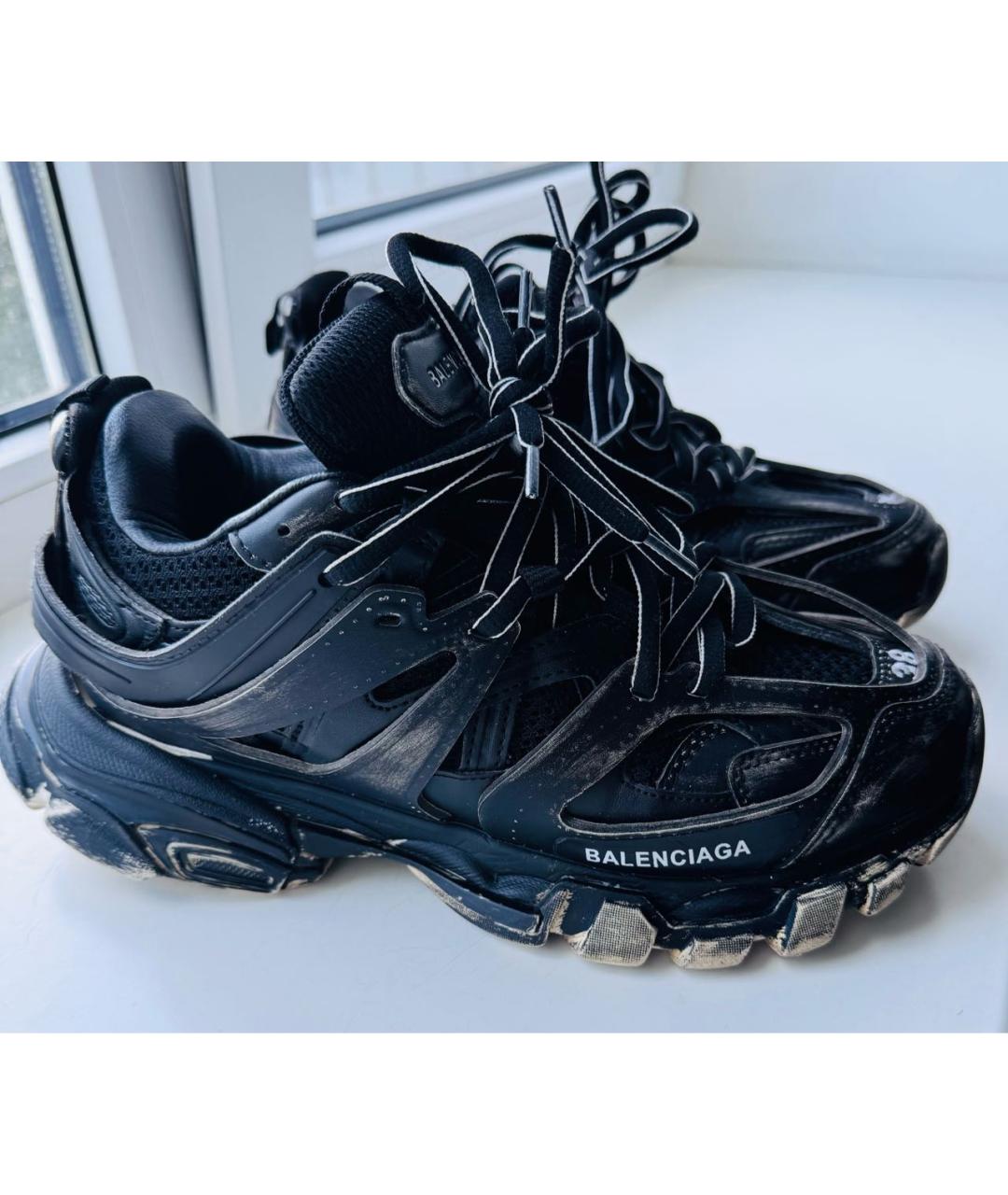BALENCIAGA Черные кожаные кроссовки, фото 7